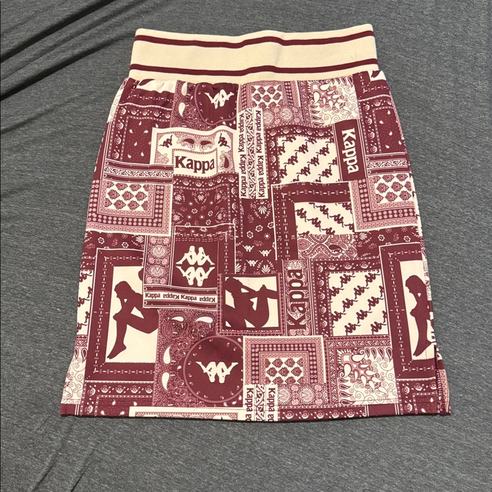 Kappa Maroon and Beige Graphic Skirt